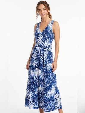 Soho Apparel Tropical Tiered Maxi Dress